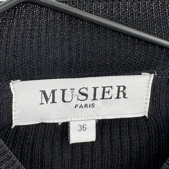 Musier Paris Darc Black Midi Ribbed Dress - Picture 3 of 8